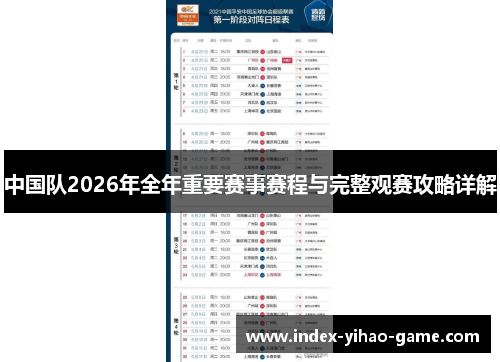 中国队2026年全年重要赛事赛程与完整观赛攻略详解
